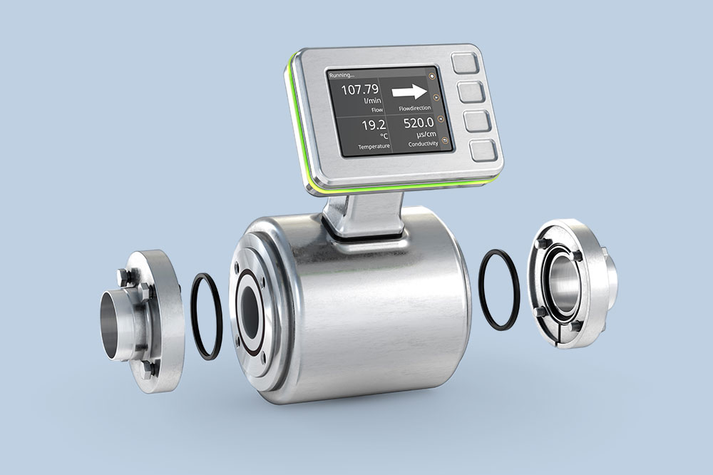 Flanschdichtungen für magnetisch-induktiven Durchflusssensor mit innovativem Bedienkonzept